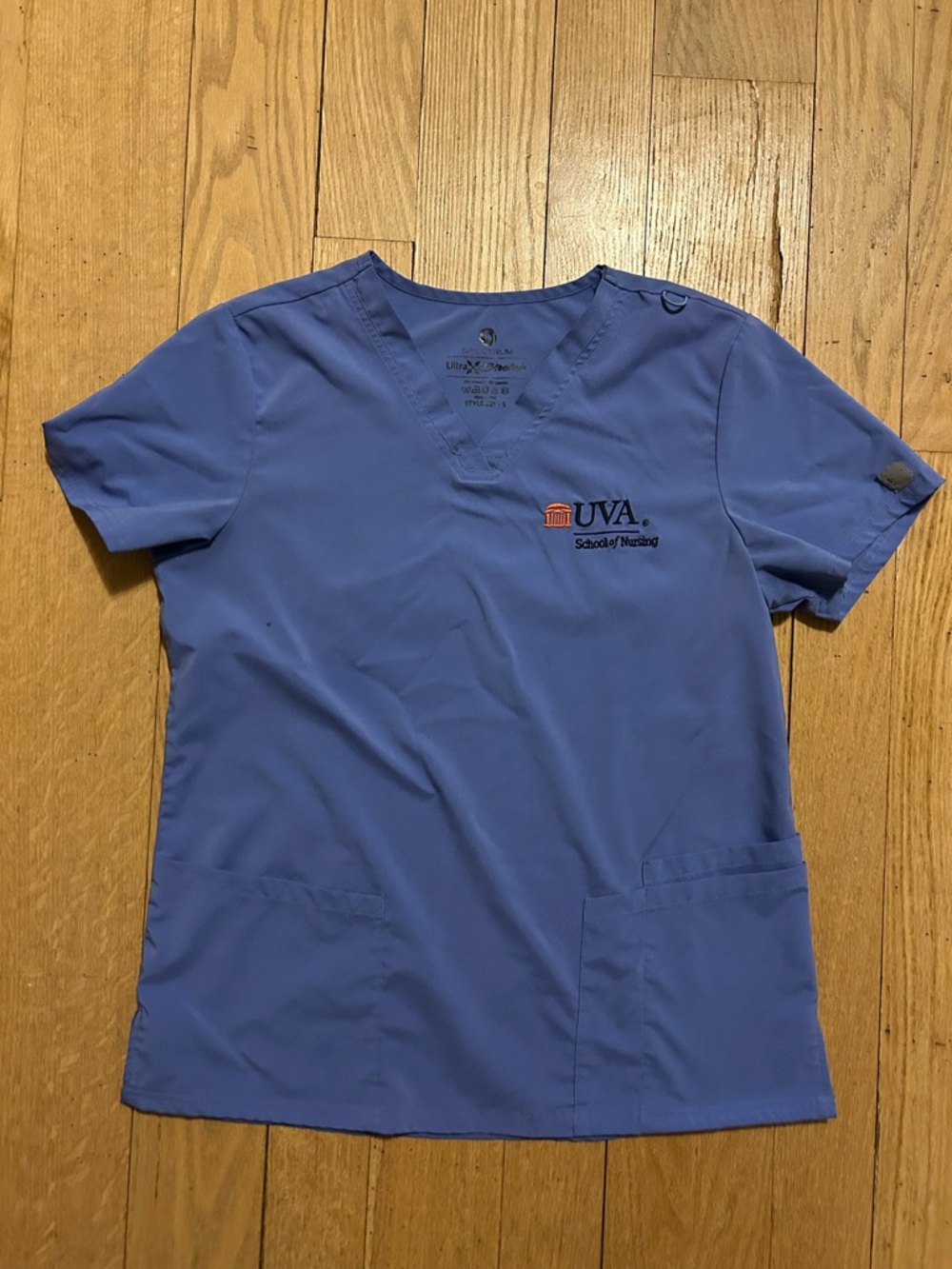 UVA School of Nursing Uniform Ultra Stretch Ceil Blue Scrub Top